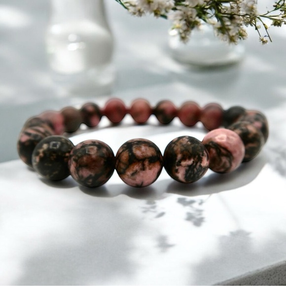 10MM RHODONITE BRACELET - Picture 1 of 4
